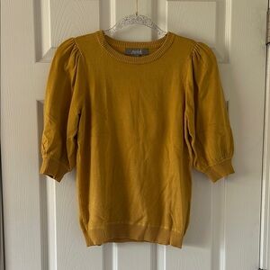 NWOT MARLED Mustard Yellow Puff Sleeve Blouse Size XS